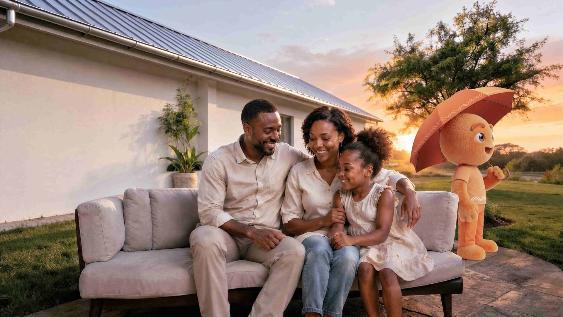 Family outside their house